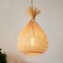 style bamboo art hang lamp handmade weave lampshade  Asia Rustic japanese lamp restaurant cafe bar suspension luminaire