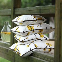 Christmas New Luxury American Cushion Cover Yellow Plum Blossom Custom Decorative Throw Pillow Covers Cojines Coussin Almofada