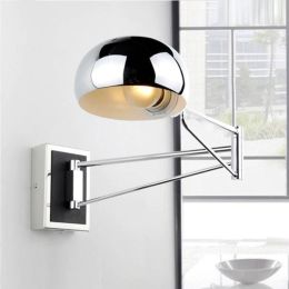 Chrome Wall Sconce Bedside wall fixtures Lighting for bedroom modern Swing Arm wall lamp Reading Lights Mirror E14 Led Arandela