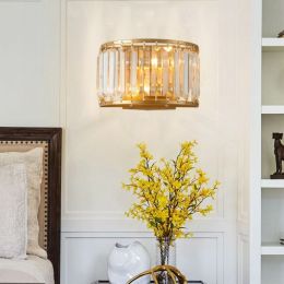 Classic Clear Crystal 2-Light Wall Light Gold / Black Bedside Wall Sconce