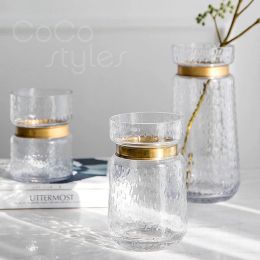 InsFashion elegant glass jar vase with copper loop for romantic french style home decor and shop decor