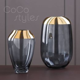 InsFashion super luxury handmade copper glass vase with for high-class french style 5-star hotel decor