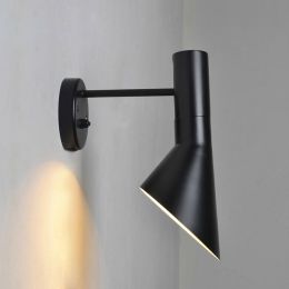 Contemporary Black 1-Light Metal Tiltable Wall Lamp &amp;amp; Cone Shade