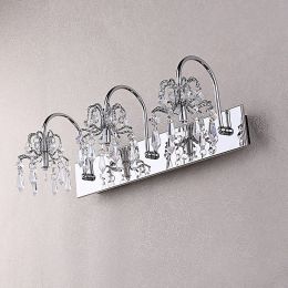 Contemporary Clear Crystal Bath Vanity Light 3-Light Wall Lamp Fixture in Chrome