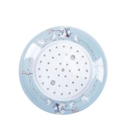 Crane Pattern Ceramic Bone  Double Filter Water Round Plate for Household Tableware Dumplings Fruit Dish Large Saucer Gifts