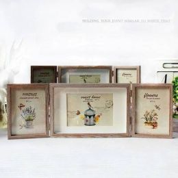 Creative combination tri-fold photo frame retro American 6 inch 7 inch photo frame office cafe home decoration