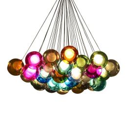 Creative Post Modern LED Pendant Light hand-made colorful glass bubble DIY Crystal Glass 10 19 25 head LED hanging Lamp G4 bulb