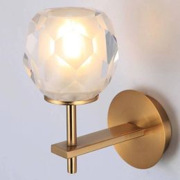Crystal Glass Bedside Lamp Living Room Northern Europe Post Modernism Simple Bedroom Aisle LED Wall Light