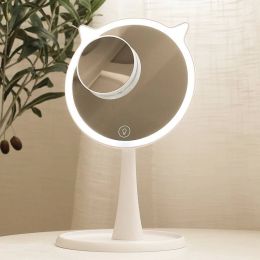 Cute LED Light Makeup Mirror household Touch Screen Makeup Mirror Professional Vanity With LED Lights Mirror Decor mx12281800