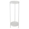 Modern Plant Stand, Foldable Potted Plant Holder with 2 Round Trays, Metal Flowers Pot Base for Indoor and Outdoor, White