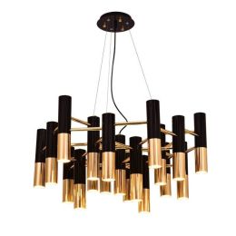 Delightfull Ike pipe LED chandelier lamp light metal tube modern black gold pipe hanging light lamp LED for living dining room