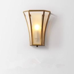 Designer Frosted Glass Lampshade Copper Wall Lamp Modern Villa Engineering Model House Living Room LED Wall Light Fixtures