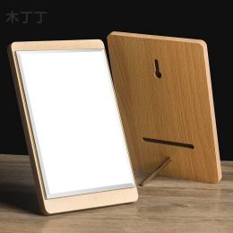 Desktop HD Makeup Mirror Simple wall mounted Single Side Large Wooden Dressing Mirror Portable cosmetic Mirror mx01111058