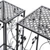 3 Pcs Metal Plant Stands Plant Shelves for Indoors and Outdoors, Cast Iron, Black XH