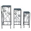 3 Pcs Metal Plant Stands Plant Shelves for Indoors and Outdoors, Cast Iron, Black XH