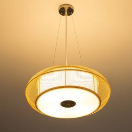 Dia 46/56cm  style restaurant living room pendant lamp Japan style Hand knitting bamboo indoor lighting suspension light