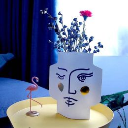 Double-sided face art flower paper vase decoration living room flower arrangement dry flower creative flower barrel
