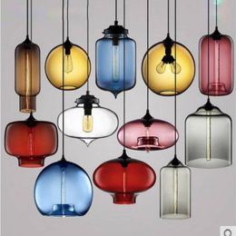 Edison bulb hanging light bedroom restaurant Nordic simple droplight Modern Vintage pendant lamp colorful glass pendant lighting