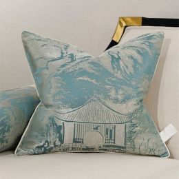 Embroidery Cushion Cover Blue Green Hanging Cojines Decorativos Para Sofa Throw Pillow Covers Luxury Cushions Housse De Coussin