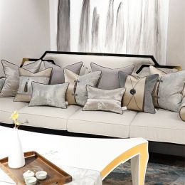 Embroidery Cushion Cover Gray Hanging Design Cojines Decorativos Para Sofa Throw Pillow Covers Luxury Cushions Housse De Coussin