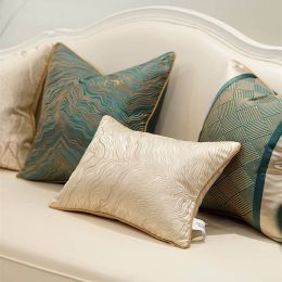 Euro Cushion Cover Luxury Pillow Cover Dark Green Beige Geometry Coussin Home Cojines Decorativos Para Sofa Housse De Coussin