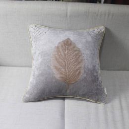 Europe 45&amp;quot; 50&amp;quot; Pillow case luxury/Leaf/Coffee Blue/Elegant/Chenille jacquard Home Decor Cushion Cover/PillowCases,1 Pc