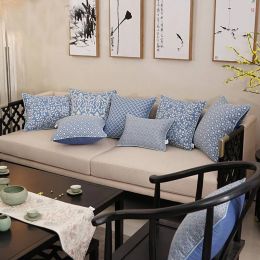 Europe Blue Geometric Cushion Cover Luxury Chic Model Room American Pillows Case Home Textiles Supplies Chair Seat Car Covers