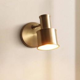 European Bedroom Bedside Indoor Copper LED Wall Lamp Modern Simple Aisle Stairs Household Living Room Background Deco LED Light