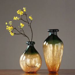 European Colorful Crack Glass Vase Decoration Home Living Room Table Flower Arranger