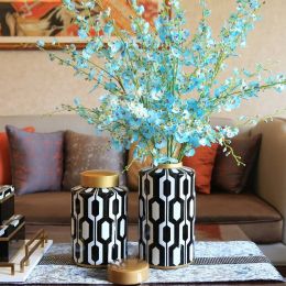 European Creative Living Room Ceramic Vase Floral Set Furnishings Home Model Room Porch Storage Tank Decorations
