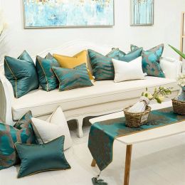 European Cushion Cover Luxury Chic Pillow Cover Dark Green Geometry Coussin Home Cojines Decorativos Para Sofa Housse De Coussin