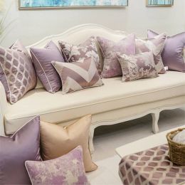 European Cushion Cover Luxury Chic Pillow Cover Purple Geometry Coussin Home Cojines Decorativos Para Sofa Housse De Coussin