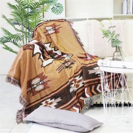 European Geometry Throw Blanket Coffee Sofa Decorative Slipcover Cobertor on Sofa Travel Non-slip Stitching Blankets Christmas