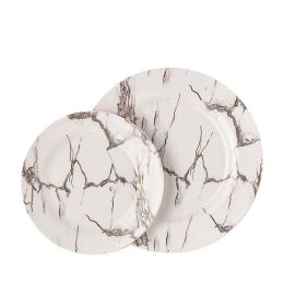 European Style Ceramic Marble Pattern Household Large Fish Plate Dinnerware Hotel Spaghetti Egg Round Dish Vegetables Big Saucer