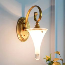European Style Copper Wall Light Modern Fashion Creative Living Room Backdrop Bedroom Bedside Lamp Wall Lights For Home