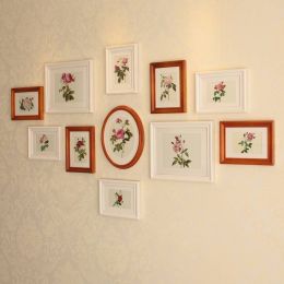 European-style wood frame photo wall frame wall creative combination of stylish home decor Wedding decoration