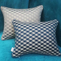 Flannel-dyed Cushion Cover Fashion Grey Blue Square Simple Cojines Decorativos Para Sofa Christmas Car Cover Home Throw Pillows
