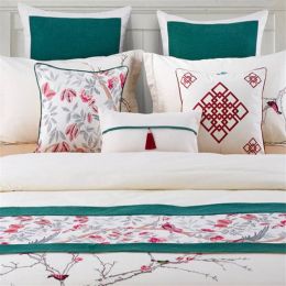 Foral Birds Jacquard Cushion Cover Luxury Model Room American Pillows Case Home Textiles Supplies Tassel Chair Seat Car Covers