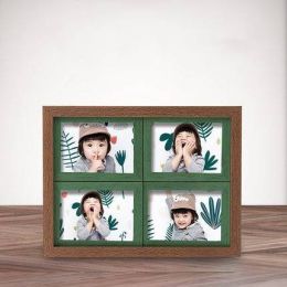 Four framed 5 inch 6 inch 7 inch children&amp;#39;s Siamese photo frame wood grain baby photo frame combination wall Korean version of t