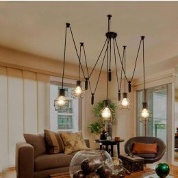 Foyer Industrial Lifting pulley pendant lamps Black long leg spider lights for dining room Cafe light Bar Lustres E Pendentes