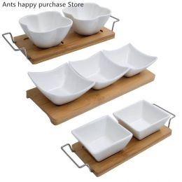 full set ceramic bamboo Desserts bowl tray Snack plate fruit bowl dish plate tableware breakfast tray kitchen home supply