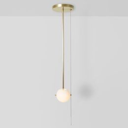 Gidu Mid-Century Modern Pull Chain Pendant Light Globe Pendant Pull Chain Light Fixture in Gold