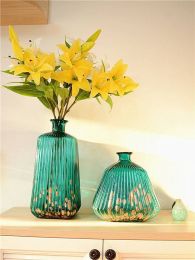 Glass Vase Art Decoration Flower Blue Living Room Model Room Decoration