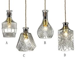 Gloria Vintage 1-Light Clear Decanter Bottle Pendant Light with Adjustable Cable