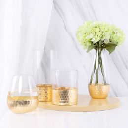 Gold Vase Table Top Vase For Dries Flowers Home Decor Luxury Glass Vase