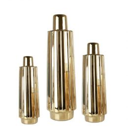 Golden Ceramic Vertical Vase Simple European Home Flower Decoration