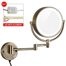 10X Magnification Vanity Lighted Makeup Mirror led Lights Extended Folding Shaving Bath Wall Mount Mirrors Dual Sided