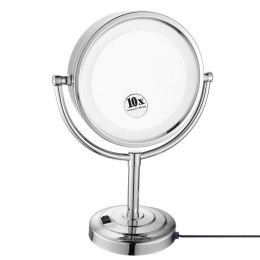 8.5&amp;quot; Desktop Vanity LED Makeup Mirror lights Double Sided Cosmetic Mirror Magnification x10 and Normal, Polished Chrome
