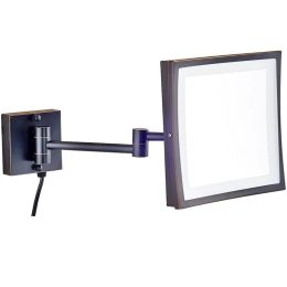 Hotel 360 Swivel Makeup Mirror with 50 led Lights and 3X Magnifying Glass Square Mirror with Double Folding Mirror Arms