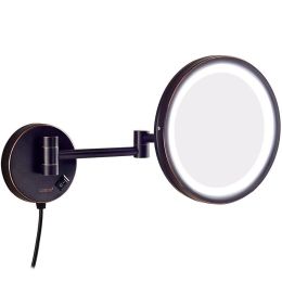 Hotel Bathroom 10X Magnification Vanity Lighted Makeup Mirror Shaving, Wall Mount Round Mirrors with 7X/5X/3x Magnifying